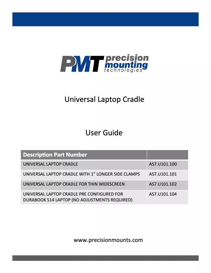 Page 1 de la notice Manuel utilisateur PMT AS7.U101.102