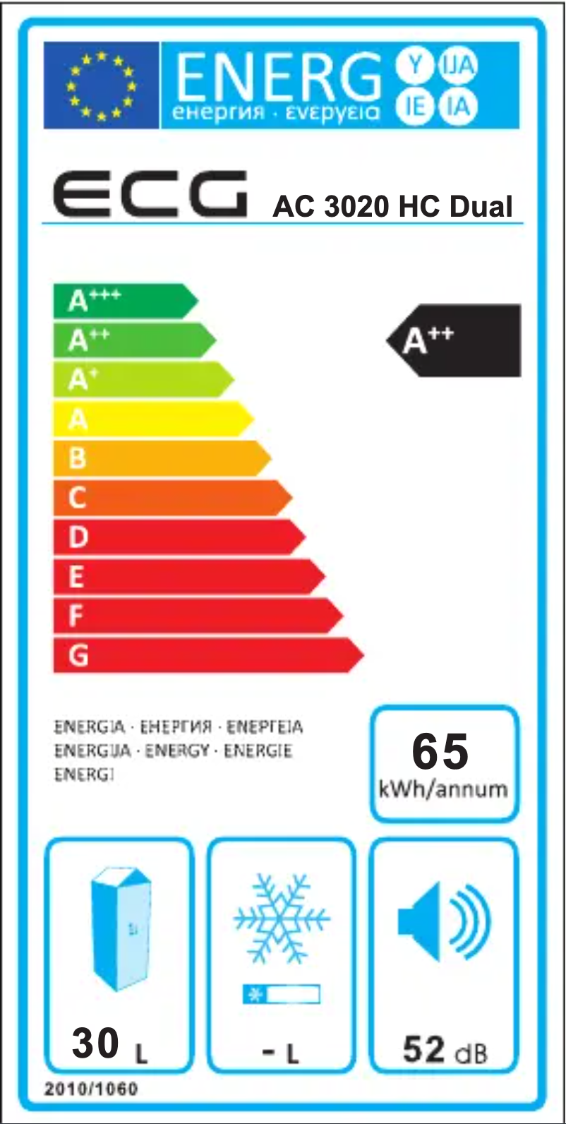Page 1 de la notice Label énergétique ECG AC 3020 HC Dual