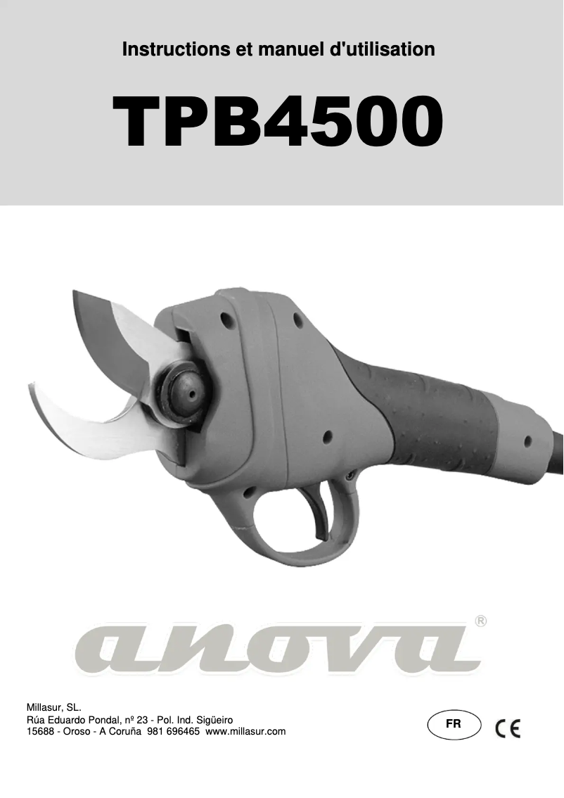 Page n°1 - Manuel utilisateur Anova TPB4500