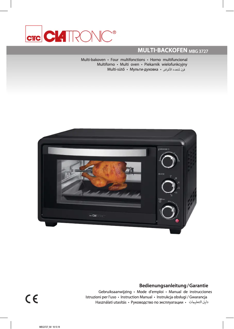 Page 1 de la notice Manuel utilisateur Clatronic MBG 3727