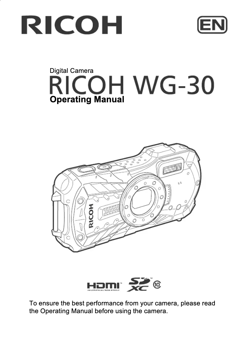 Page 1 de la notice Manuel utilisateur Ricoh WG-30