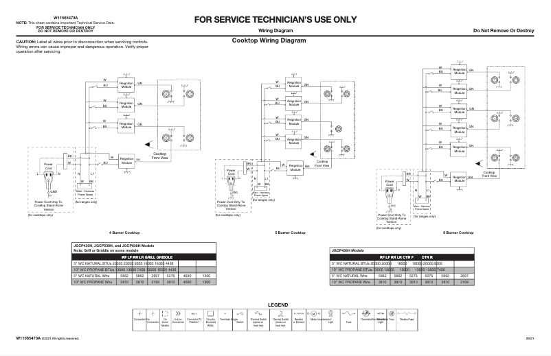 Página 1 del manual Diagrama de cableado JennAir JGCP430HL