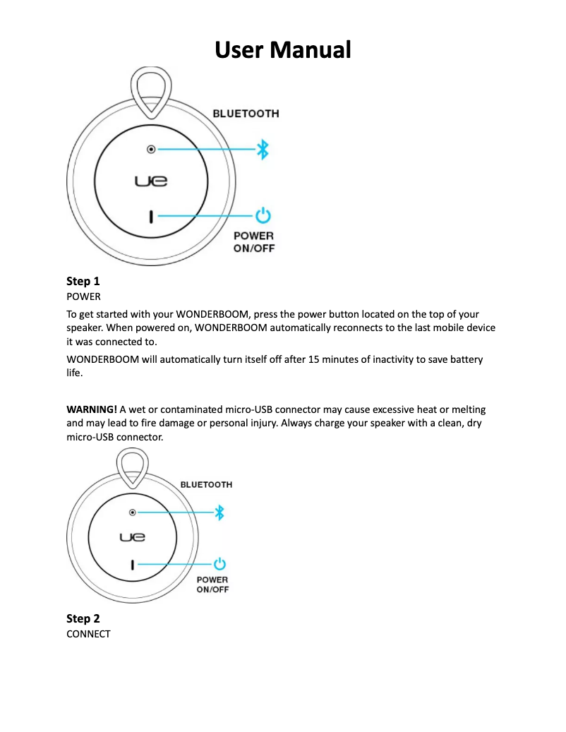 Page 1 de la notice Manuel utilisateur Ultimate Ears Wonderboom 2