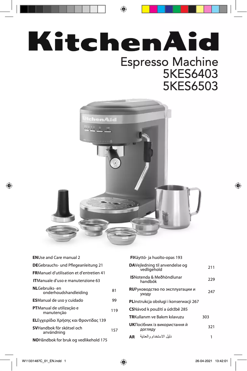 Page n°1 - Manuel utilisateur KitchenAid Artisan KES6503