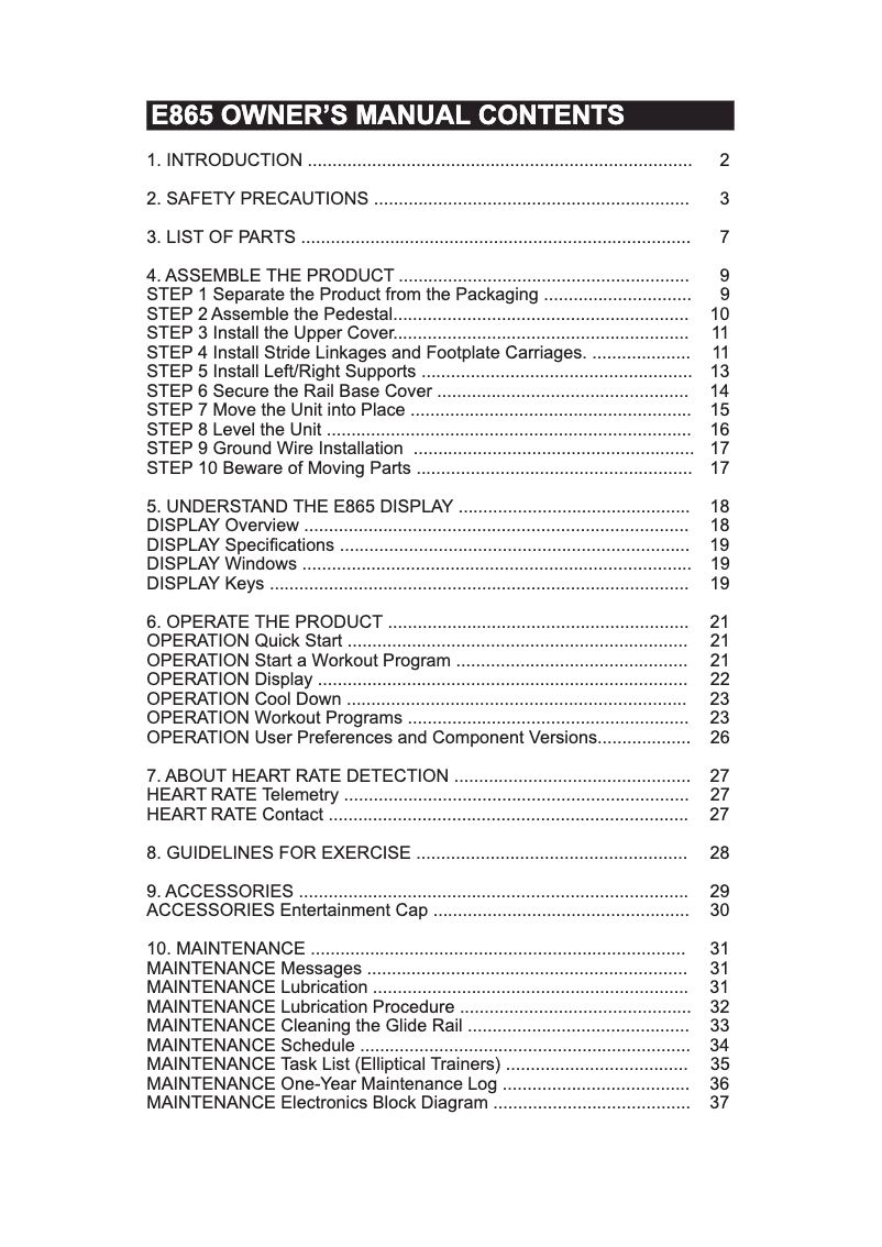 Image de la première page du manuel de l'appareil E865