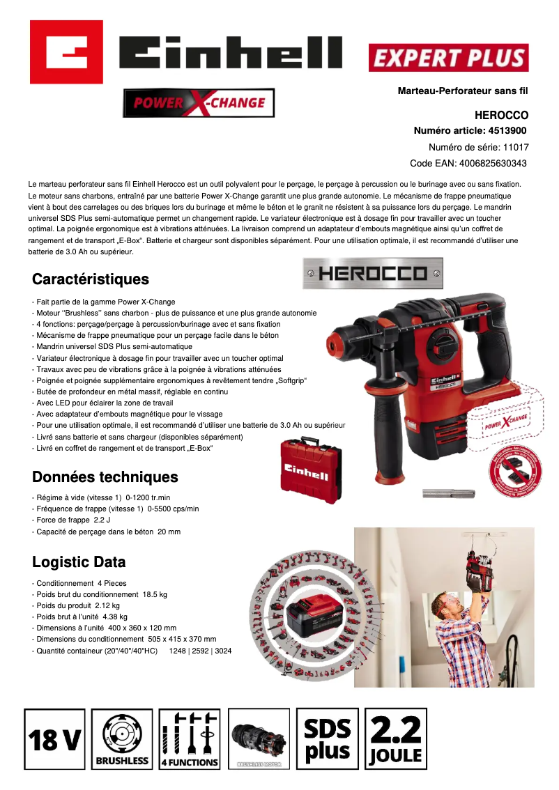 Page n°1 - Fiche technique Einhell Herocco