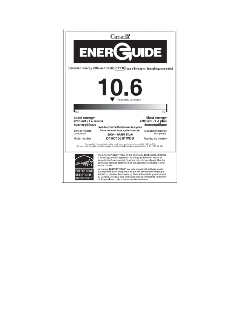 Página 1 del manual Etiqueta energética Danby DTAC100B1WDB