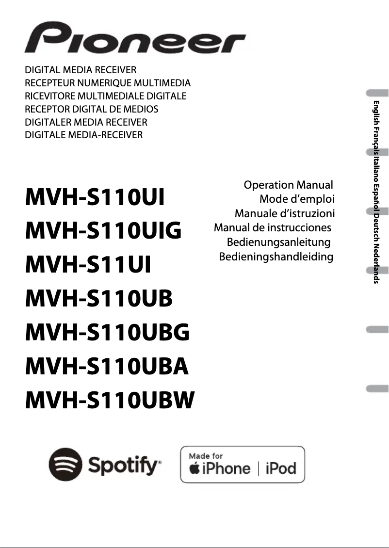 Page n°1 - Manuel utilisateur Pioneer MVH-S11UI