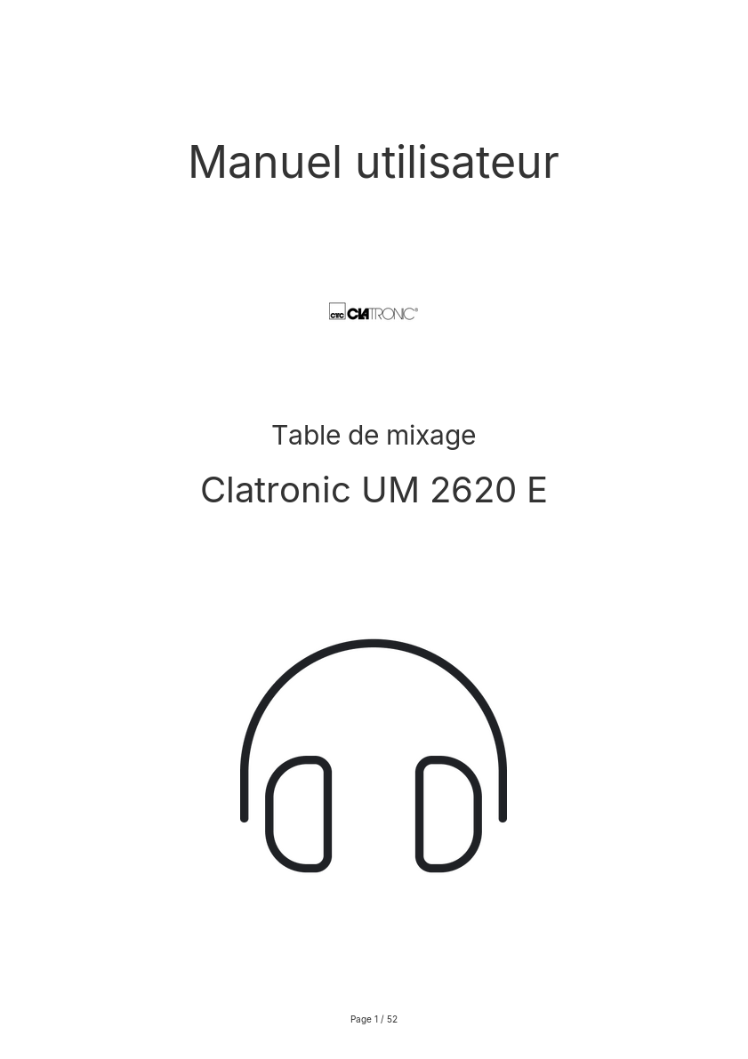 Page n°1 - Manuel utilisateur Clatronic UM 2620 E