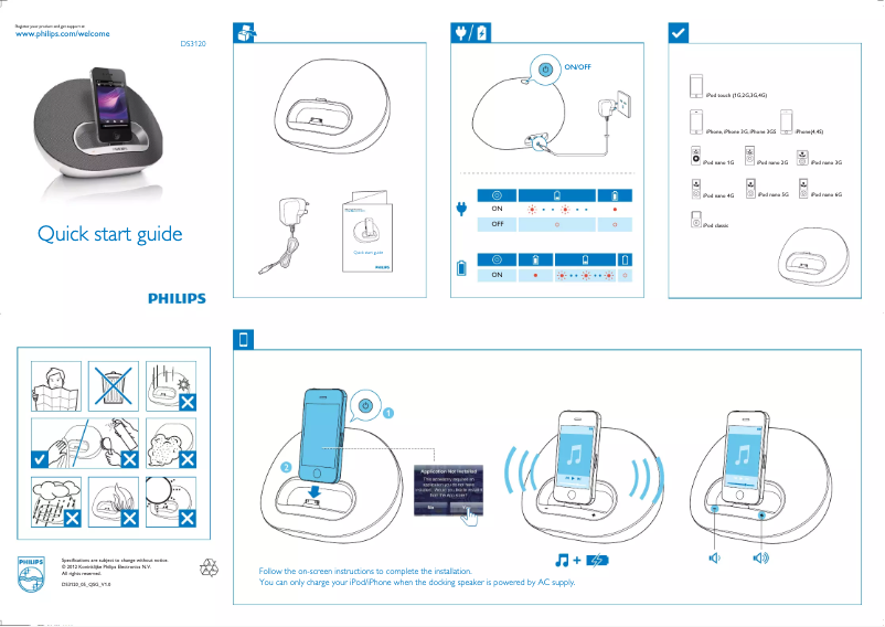 Page 1 de la notice Guide de démarrage rapide Philips DS3120