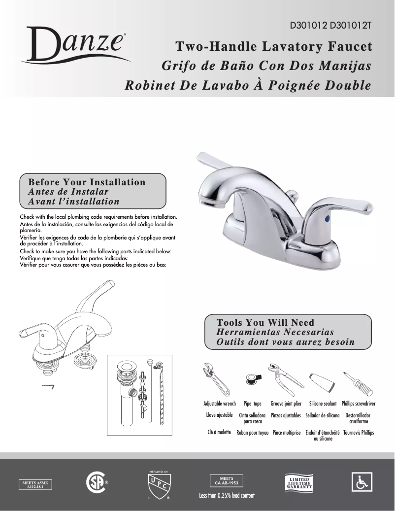 Página 1 del manual Manual de usuario Danze D301012