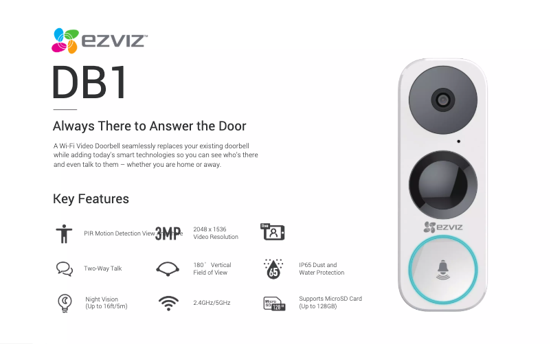 Página 1 del manual Ficha técnica EZVIZ DB1