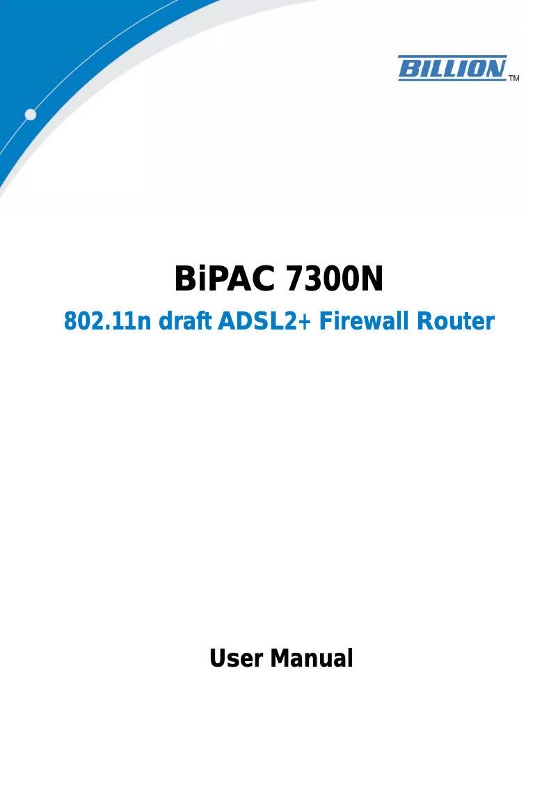 Image de la première page du manuel de l'appareil BiPAC 7300N