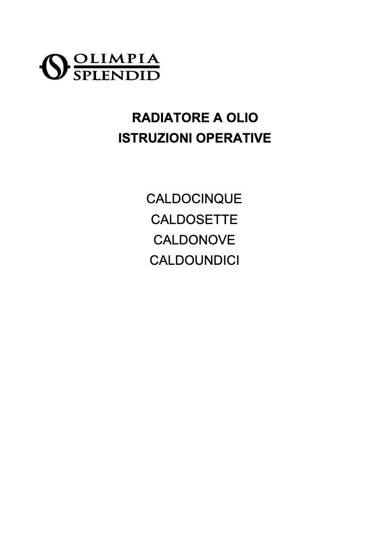 Image de la première page du manuel de l'appareil Caldosette