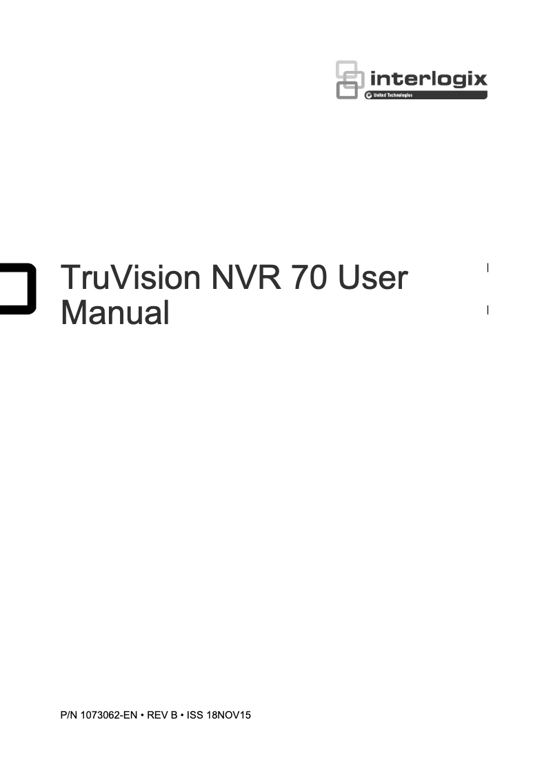 Image de la première page du manuel de l'appareil TruVision TVN-7001R