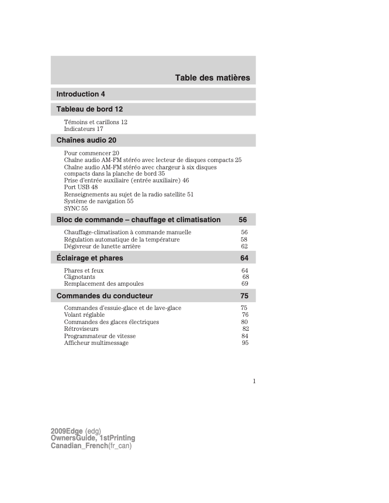Image de la première page du manuel de l'appareil Edge (2009)