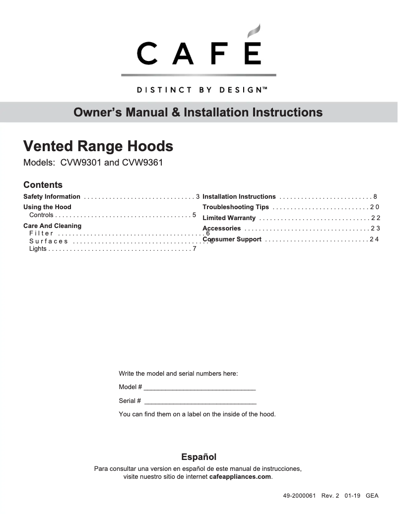 Page 1 de la notice Manuel utilisateur GE CVW93614MWM
