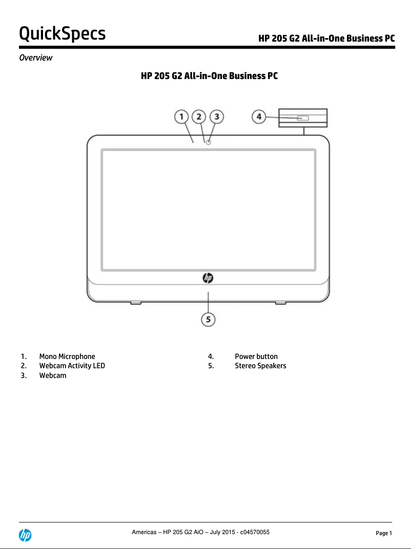 Page 1 de la notice Manuel utilisateur HP 205 G2