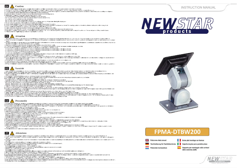 Page 1 de la notice Manuel utilisateur Newstar FPMA-DTBW200
