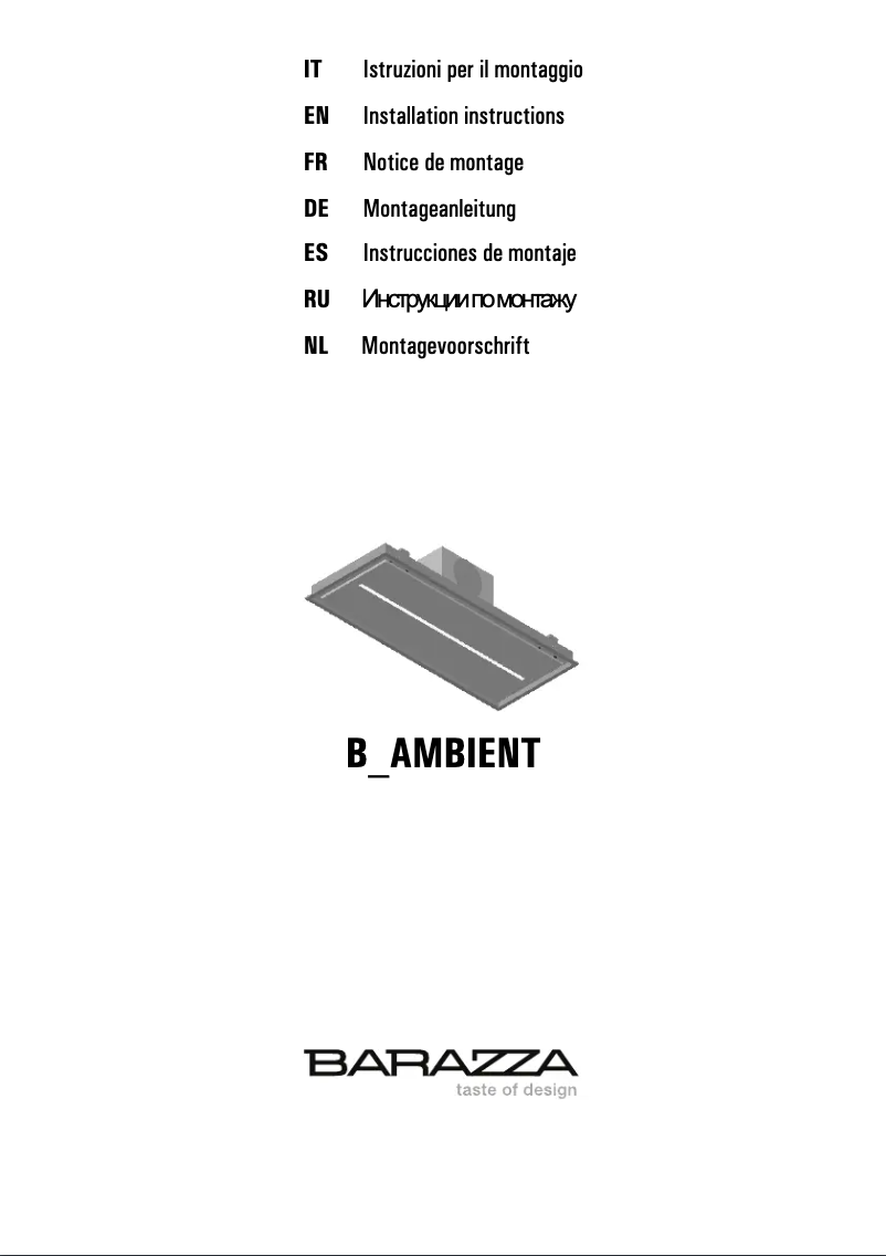 Page n°1 - Manuel utilisateur Barazza 1KBAS9
