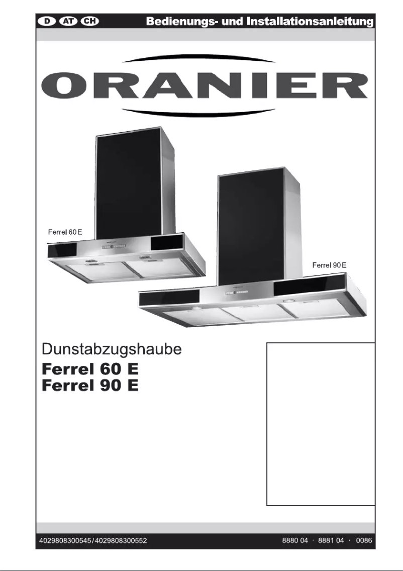 Page 1 de la notice Manuel utilisateur Oranier Ferrel Isola 90 E