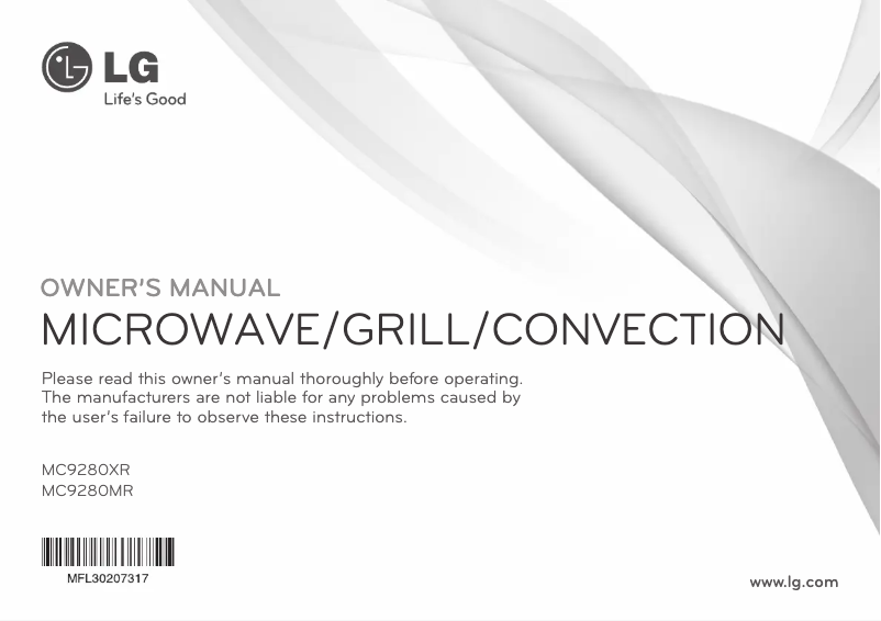 Page 1 de la notice Manuel utilisateur LG MC9280MCRS