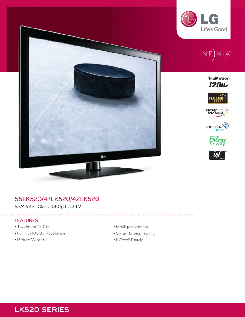 Página 1 del manual Ficha técnica LG 47LK520