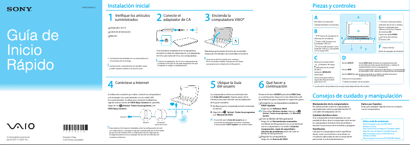 Página 1 del manual Guía de instalación Sony Vaio Tab 13 SVT1311EFYS