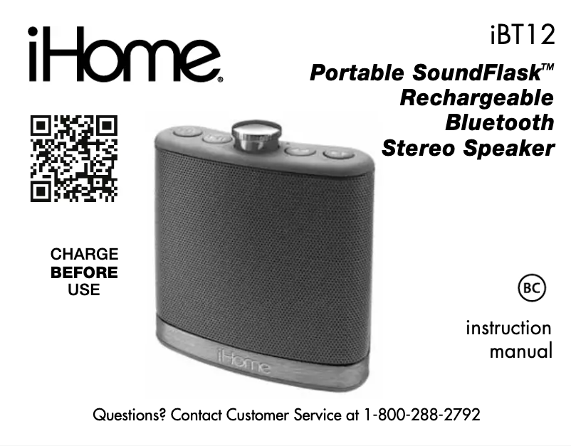Page n°1 - Manuel utilisateur iHome SoundFlask iBT12