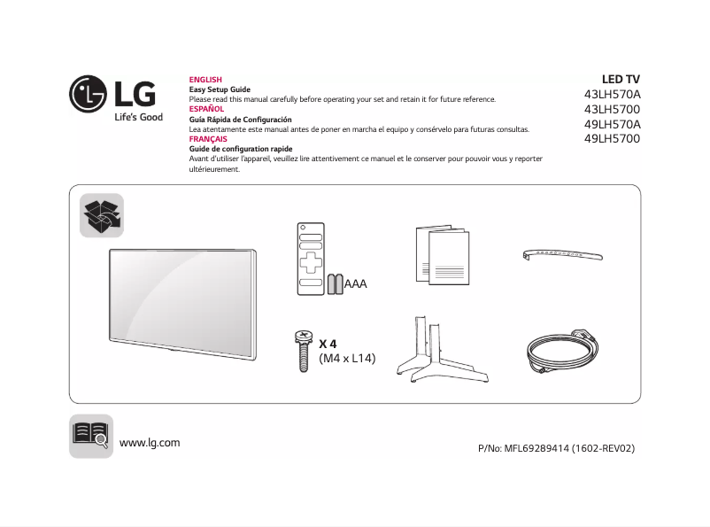 Page n°1 - Manuel utilisateur LG 43LH570A
