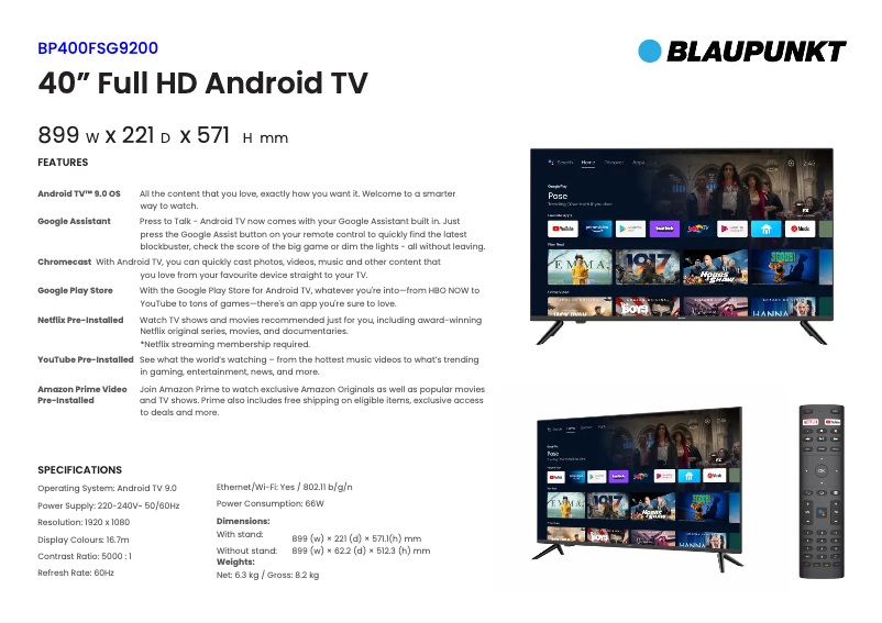 Imagen de la primera página del manual del dispositivo BP400FSG9200