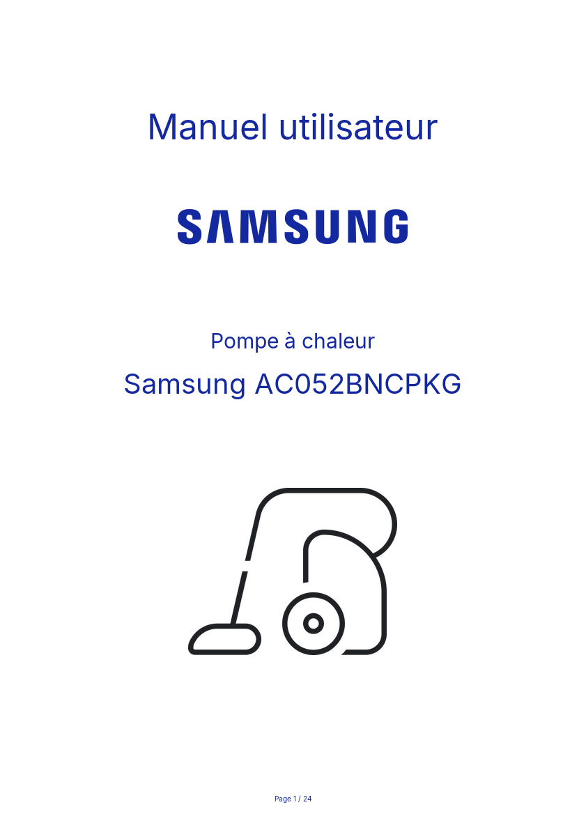 Page n°1 - Manuel utilisateur Samsung AC052BNCPKG