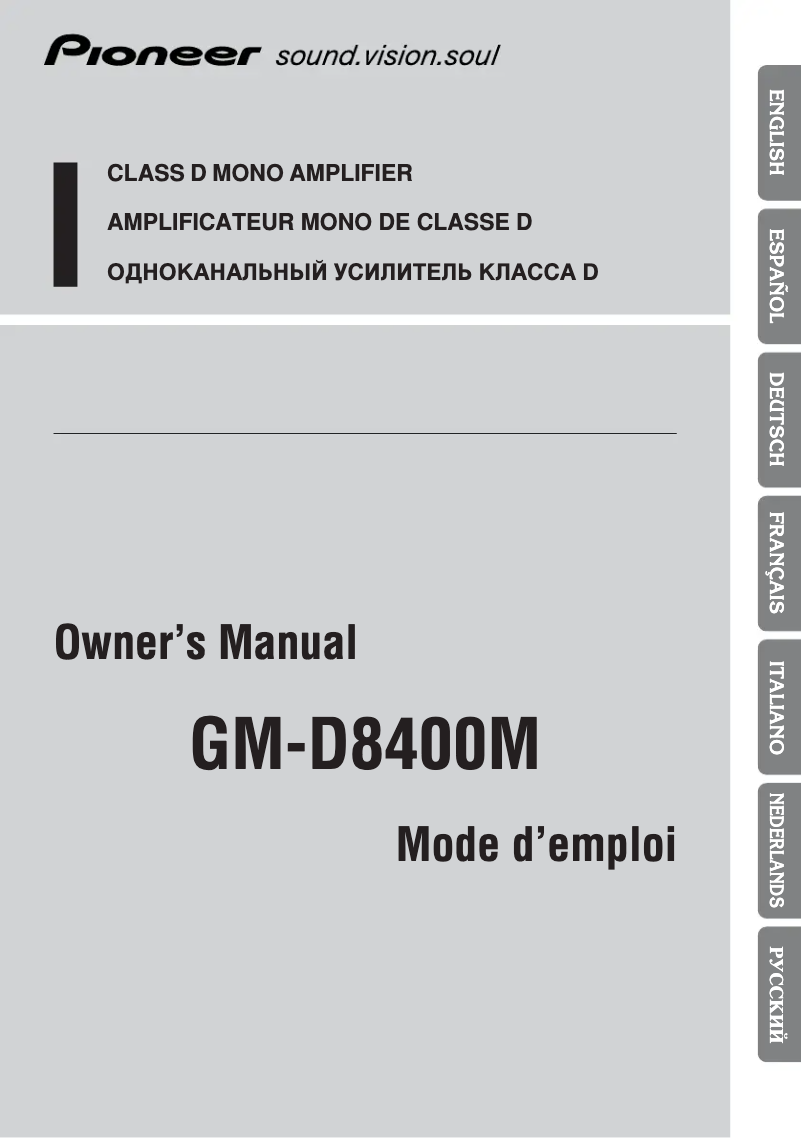 Image de la première page du manuel de l'appareil GM-D8400