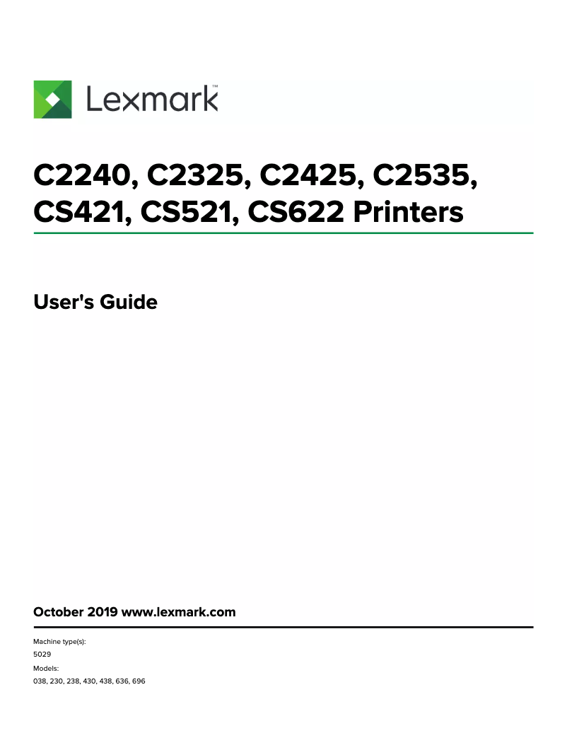 Página 1 del manual Manual de usuario Lexmark CS622de