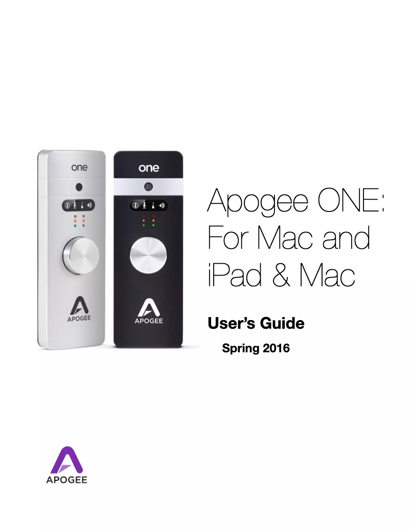 Page n°1 - Manuel utilisateur Apogee One