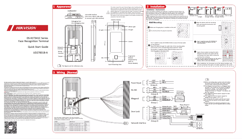 Image de la première page du manuel de l'appareil DS-K1T341CMW