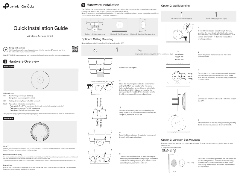 Page 1 de la notice Guide d'installation TP-Link Omada EAP690E HD