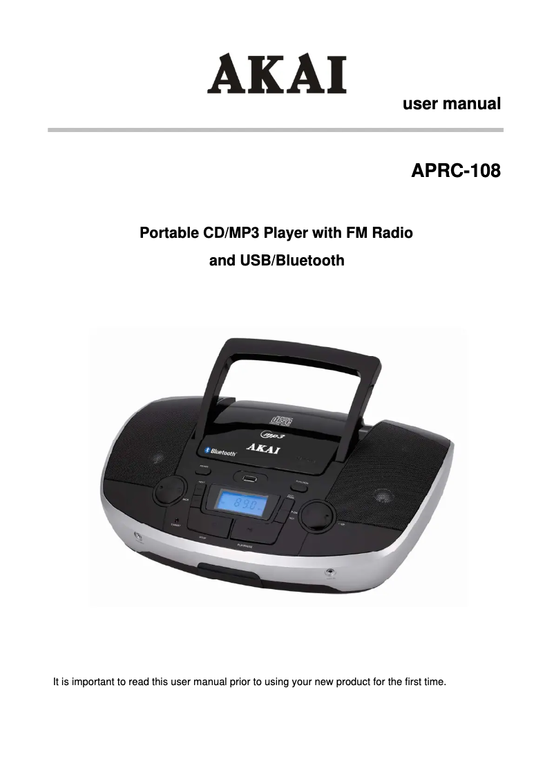 Page n°1 - Manuel utilisateur AKAI APRC-108