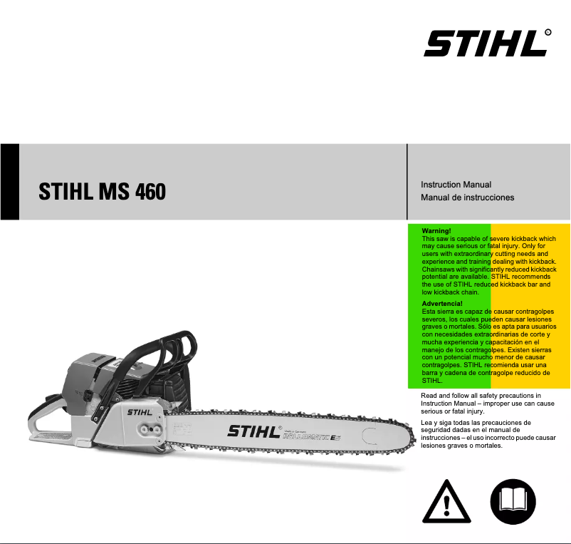 Page 1 de la notice Manuel utilisateur Stihl MS 460