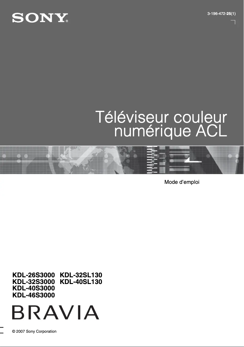Image de la première page du manuel de l'appareil Bravia KDL-KDL-32SL130