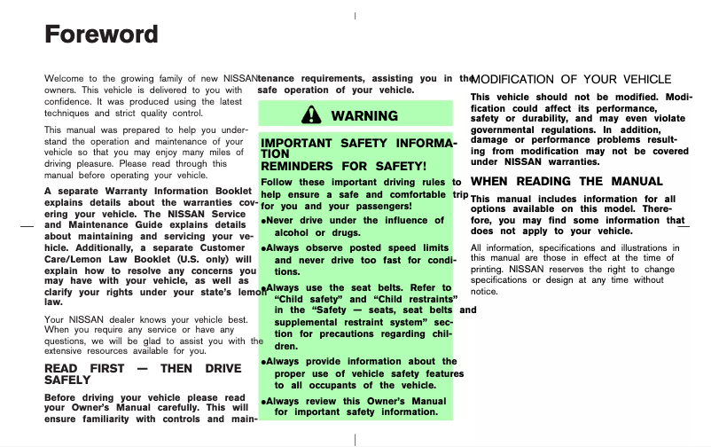 Página 1 del manual Manual de usuario Nissan Murano (2006)