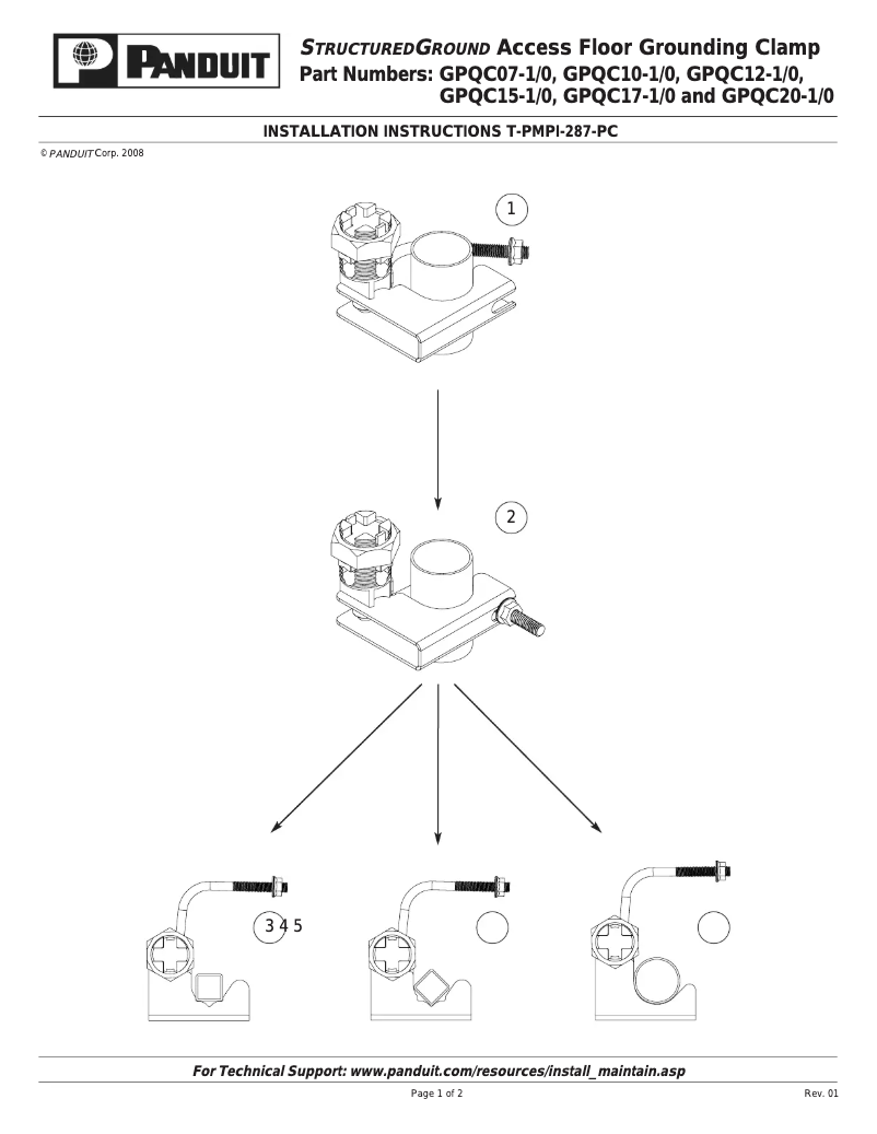 Página 1 del manual Manual de usuario Panduit GPQC10-1/0