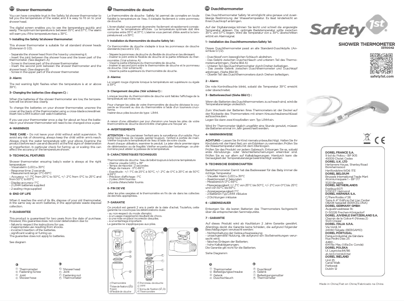 Page 1 de la notice Manuel utilisateur Safety 1st 33110042