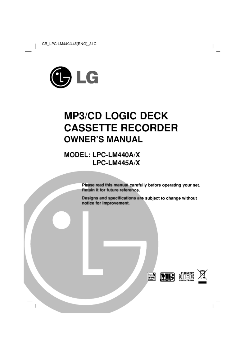 Page 1 de la notice Manuel utilisateur LG LPC-LM445X