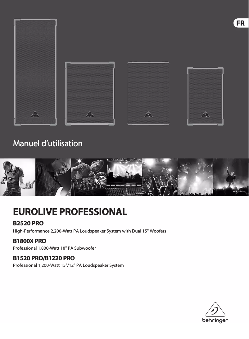 Page 1 de la notice Manuel utilisateur Behringer B1800X PRO