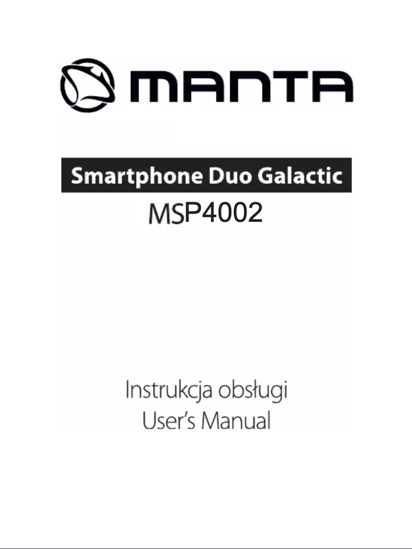 Page 1 de la notice Manuel utilisateur Manta Duo Galactic MSP4002