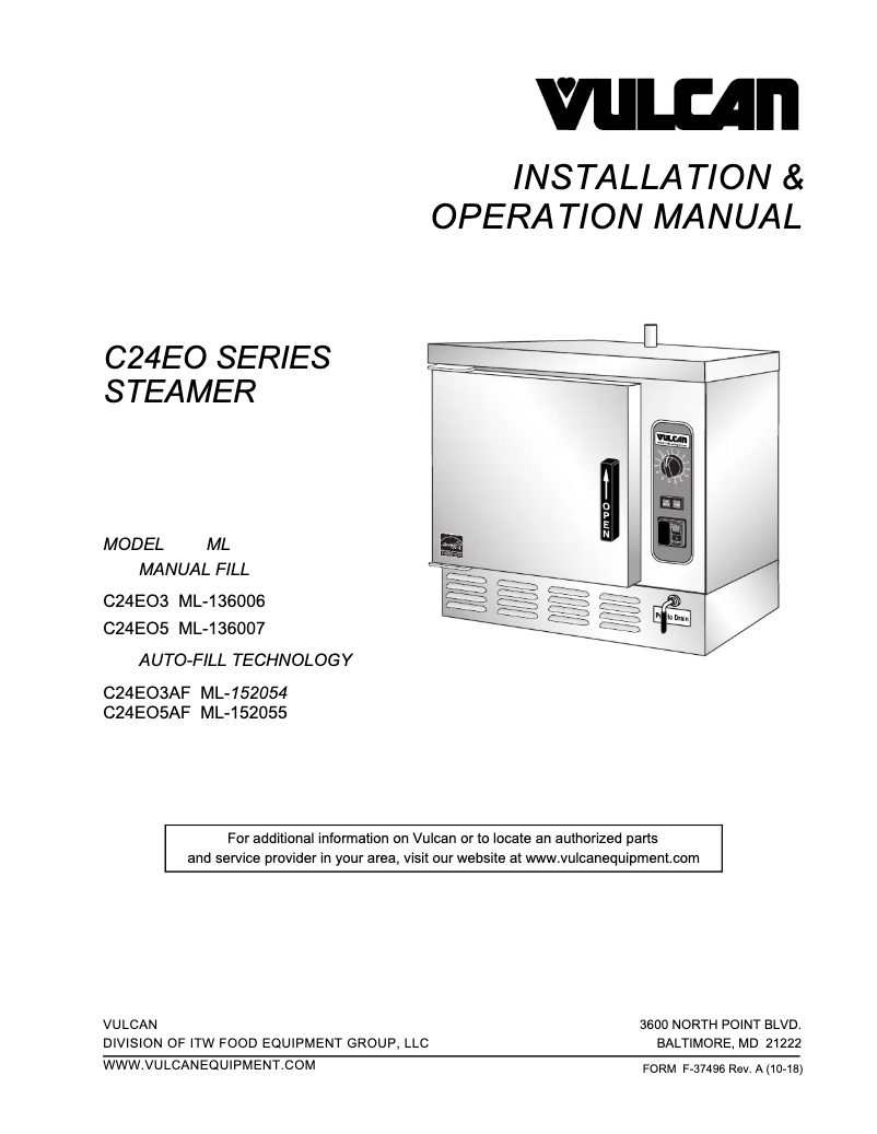 Page 1 de la notice Manuel utilisateur Vulcan C24EO5