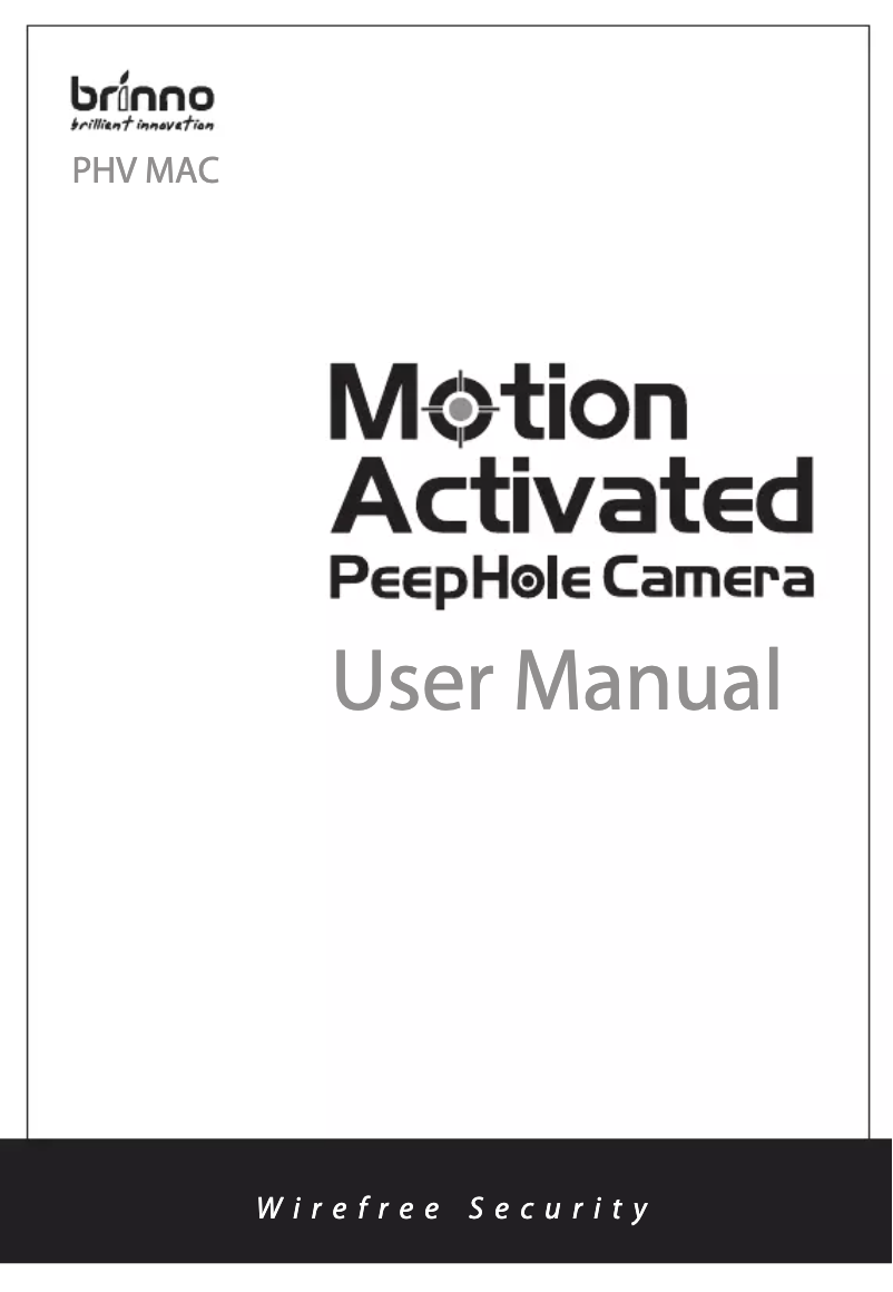 Page 1 de la notice Manuel utilisateur Brinno PHV MAC