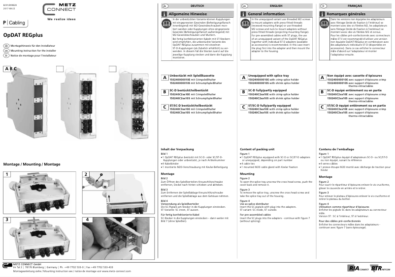 Page 1 de la notice Manuel utilisateur Metz Connect OpDAT REGplus