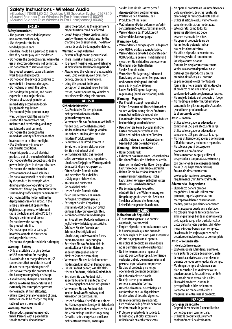 Page 1 de la notice Instructions de sécurité Manhattan 180382